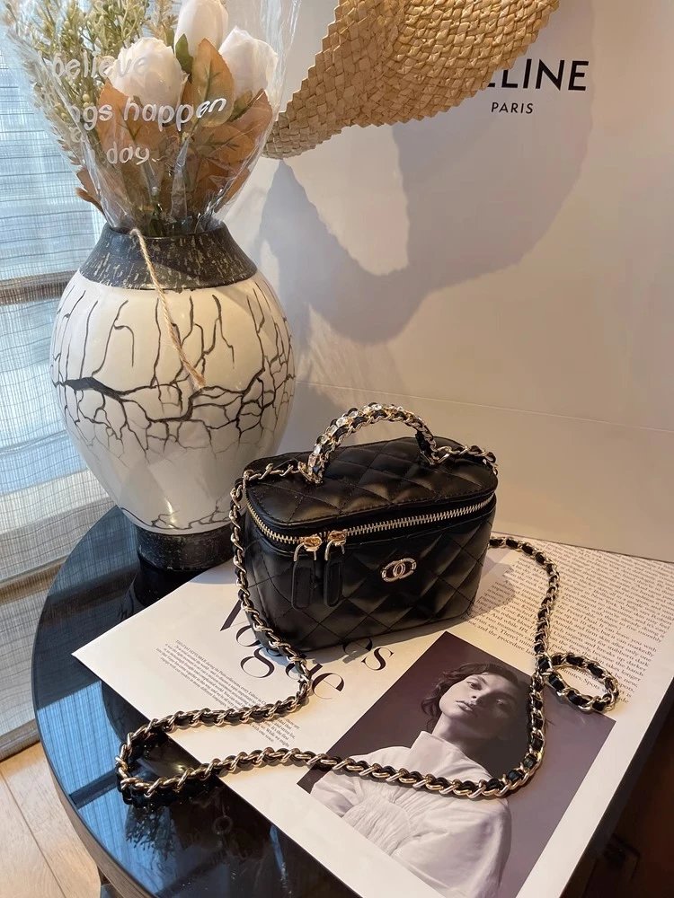 Chanel Mini Coco Handle Black Quilted Leather Chain Handbag - 31