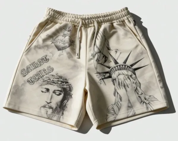 Design Graphic Print Purple Eyes Swim Shorts - 11