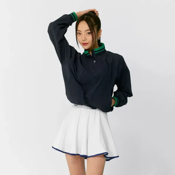 Design Windbreaker Jacket White with Navy Trim - 24