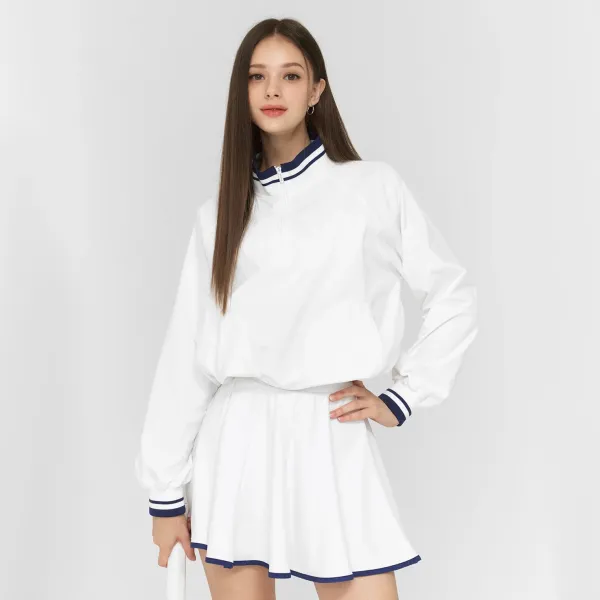 Design Windbreaker Jacket White with Navy Trim - 29