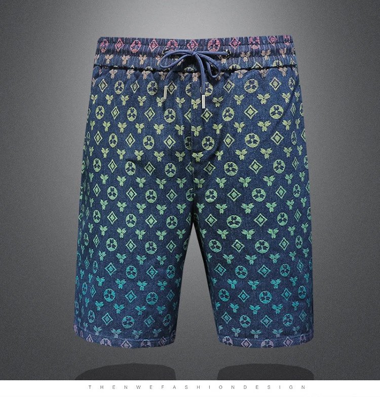 Design Monogram-Print Drawstring Shorts Blue Multicolor - 2