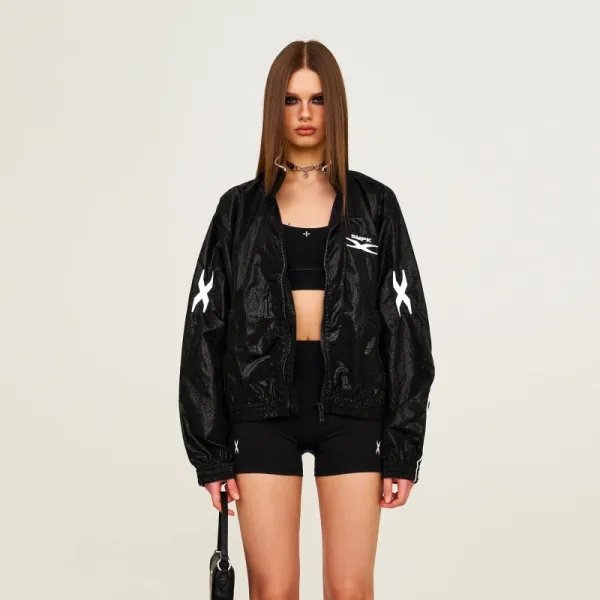 SMF SMFK X Logo Metallic Silver Windbreaker Jacket Outerwear - 3