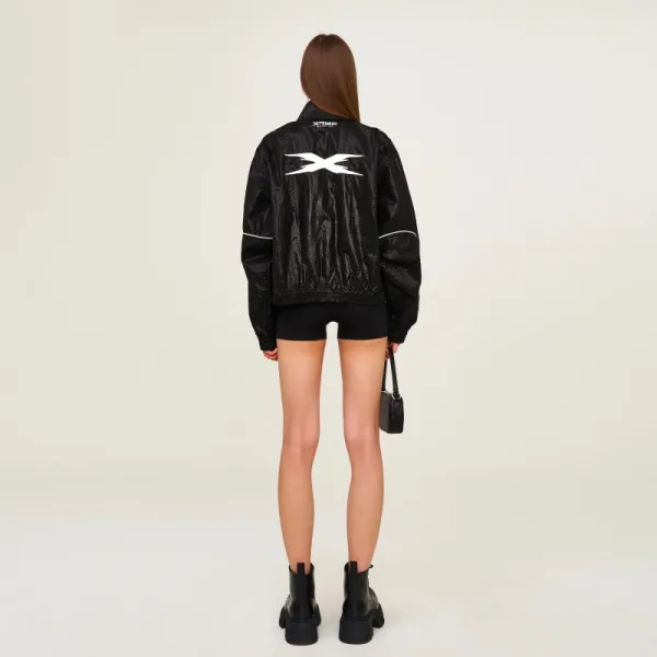 SMF SMFK X Logo Metallic Silver Windbreaker Jacket Outerwear - 5