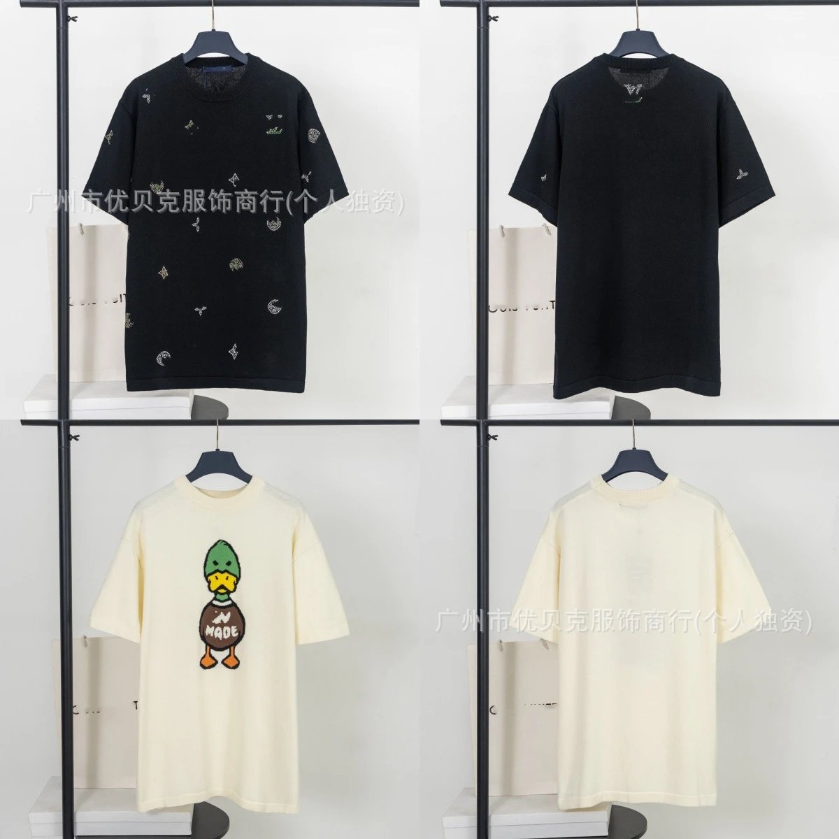 Design Short-Sleeve Knit Top with Rhinestone Constellation Print Black Sweater - 4