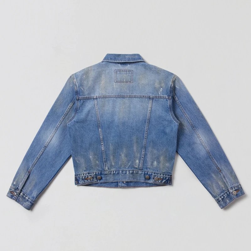 SMF Distressed Cropped Denim Jacket Blue - 11