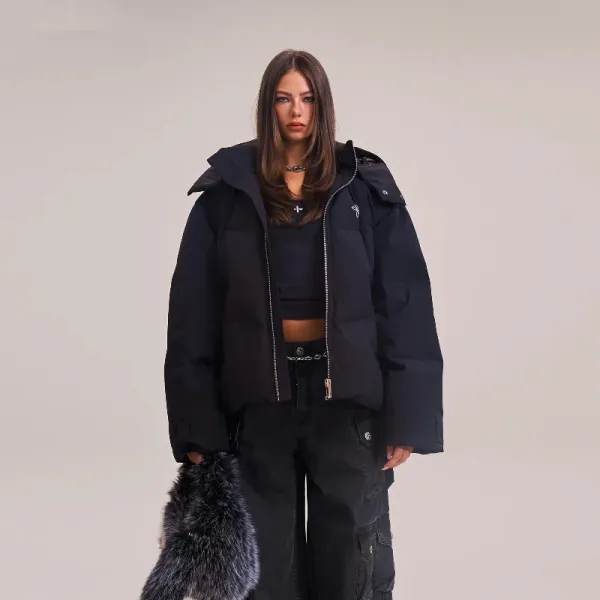 Design Puffer Jacket Navy Blue Down Jacket - 3