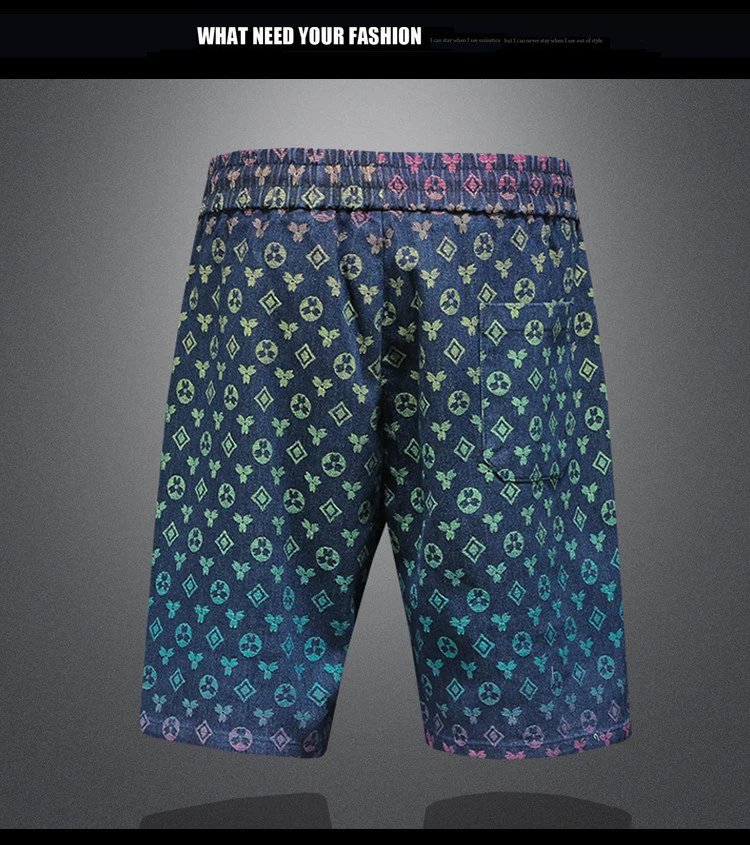 Design Monogram-Print Drawstring Shorts Blue Multicolor - 8