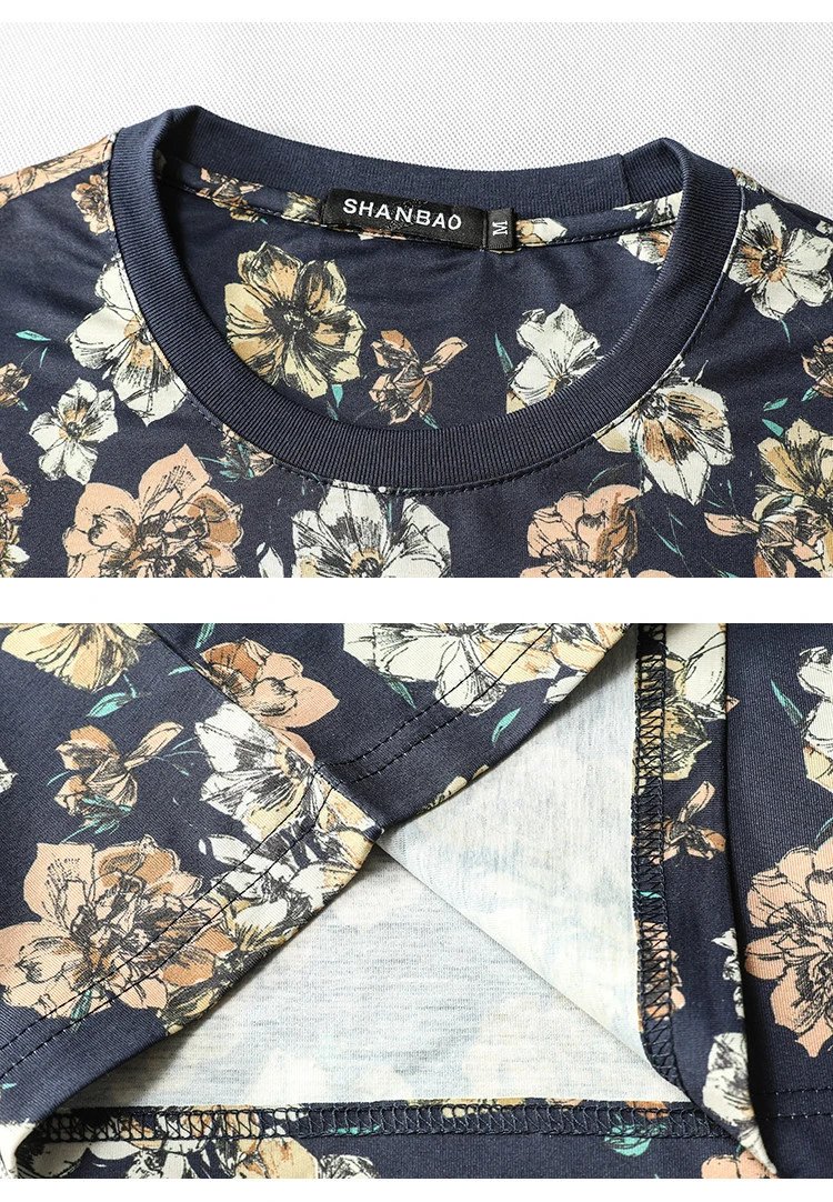 Design Shanbao Floral Print Black T-Shirt Tops.t Shirts - 11