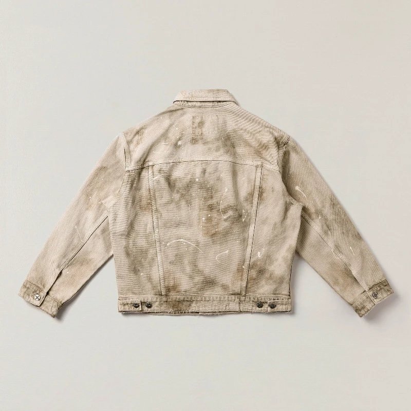 Design Glitter Denim Jacket Beige Outerwear - 10