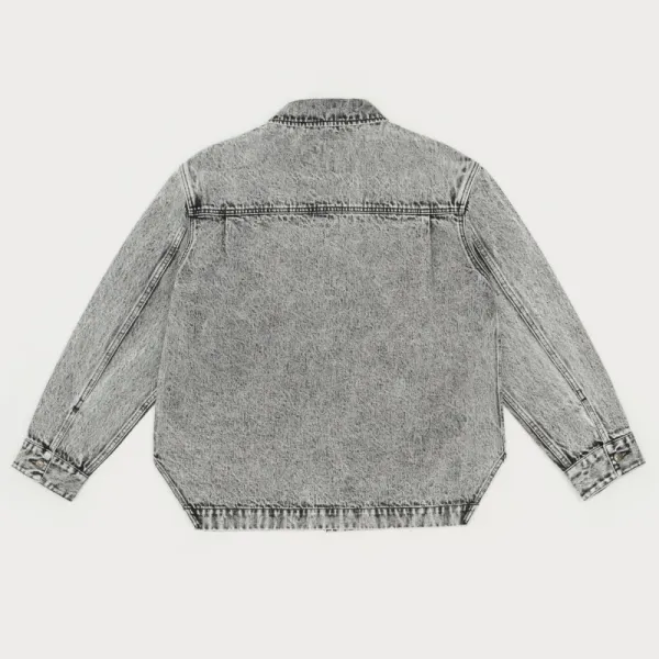 SMF SMFK Acid Wash Denim Jacket Gray Denim Jacket - 6