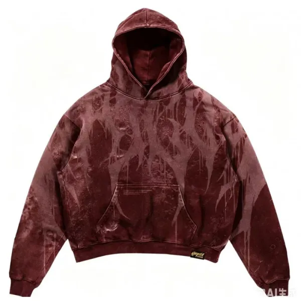 Gallery Dept Acid Wash Burgundy Hoodie - 1