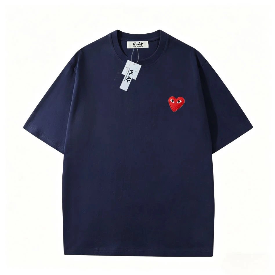Comme des Garçons Play Red Heart Embroidered Beige T-Shirt - 10