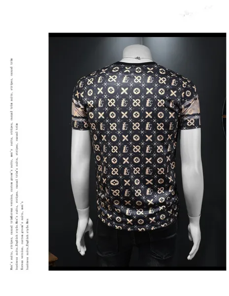 Design AFENGDA Homme Monogram Print Brown T-Shirt T-Shirts - 29