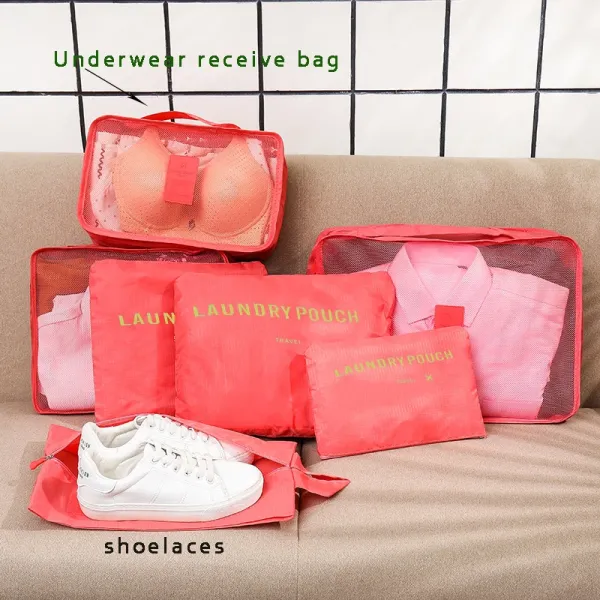 Design Laundry Pouch Set Coral Pink Travel Organizers Travel Bags - 1