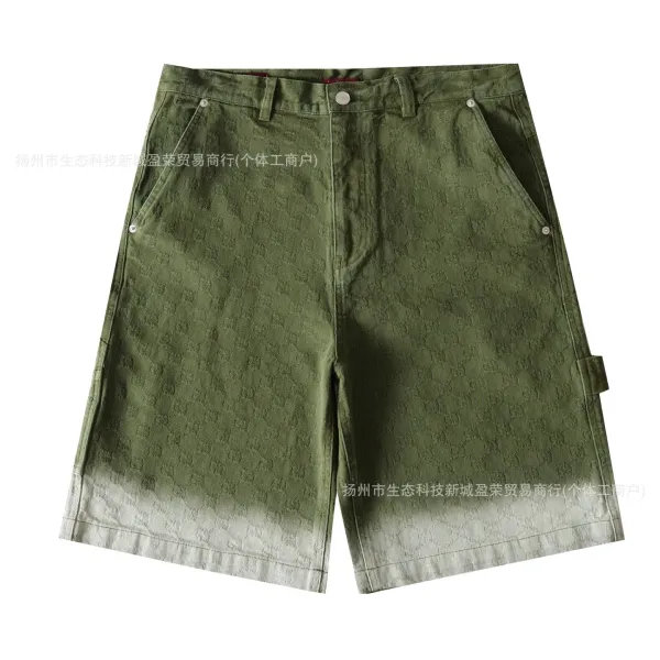 Design GG Monogram Jacquard Shorts Olive Green Gradient - 1
