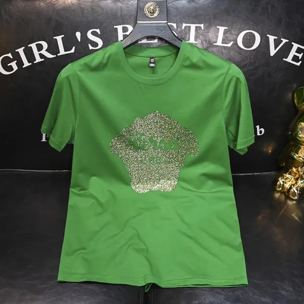 Versace Medusa Head Embellished Green T-Shirt - 1