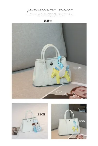 Design Mini Horse Charm Tote Handbag in Pink - 5