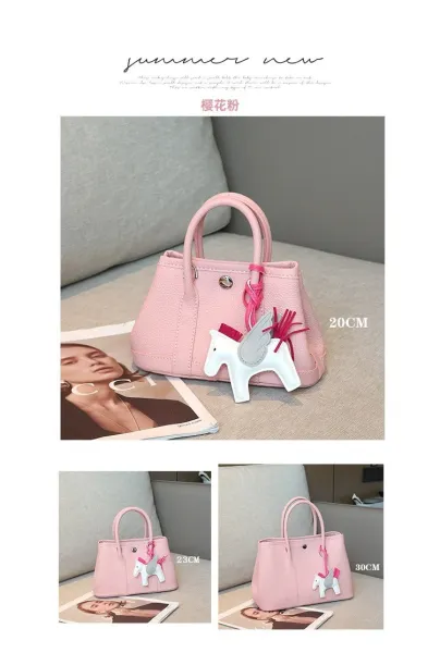 Design Mini Horse Charm Tote Handbag in Pink - 7