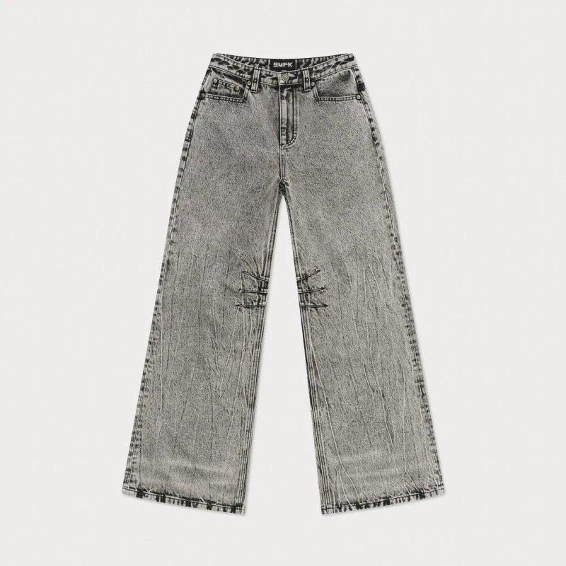 Design EMFK Wide-Leg Distressed Black Jeans - 15