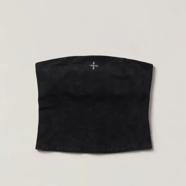 Design Denim Bandeau Top Black Vest Top - 1