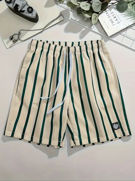 Design Puzzle Print Drawstring Shorts Black - 8