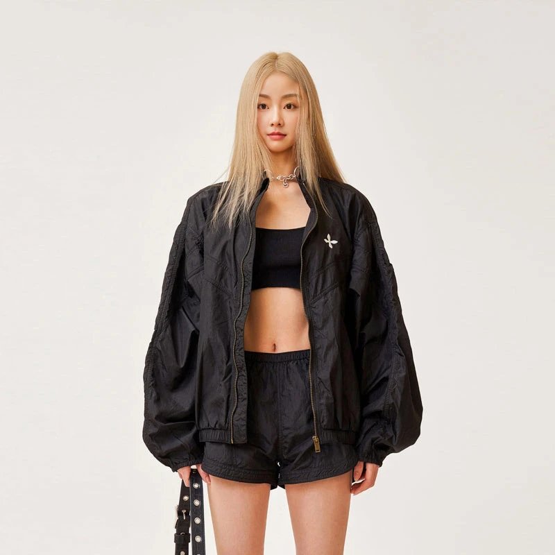 Design Cross Logo Windbreaker Black Jacket - 3