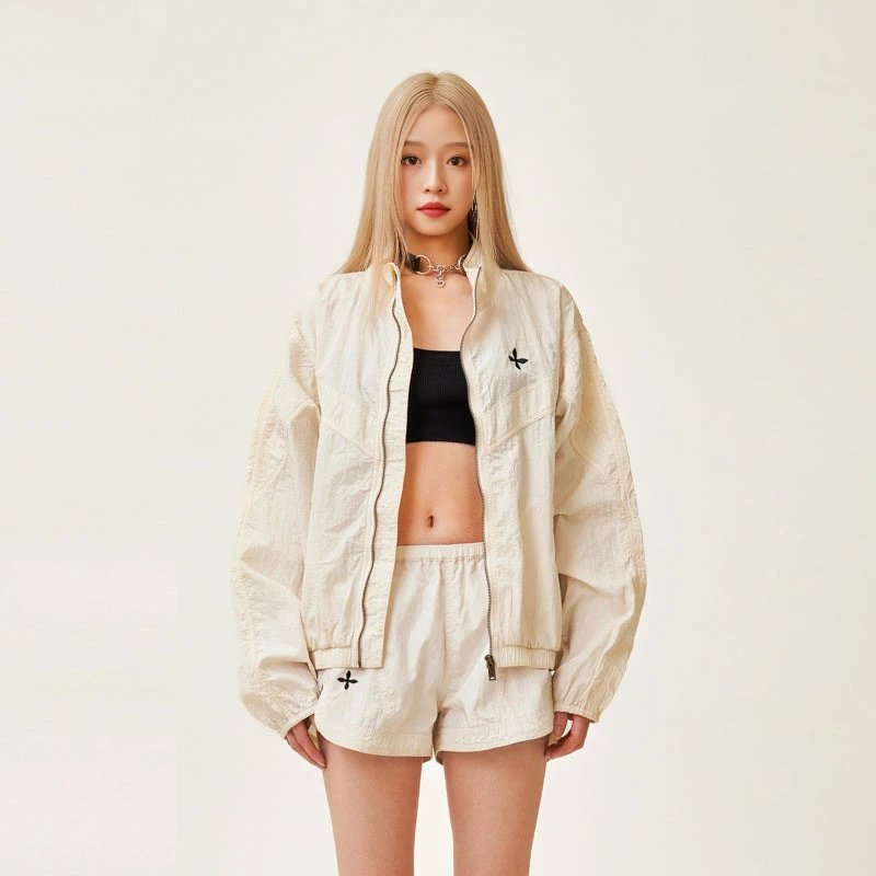 Design Cross Logo Windbreaker Black Jacket - 12