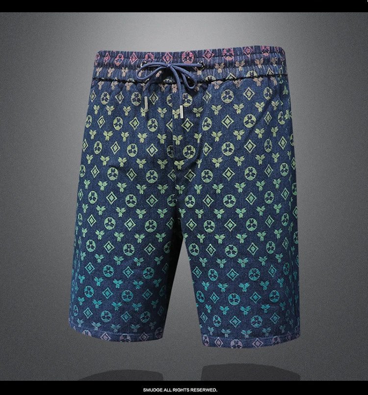 Design Monogram-Print Drawstring Shorts Blue Multicolor - 6