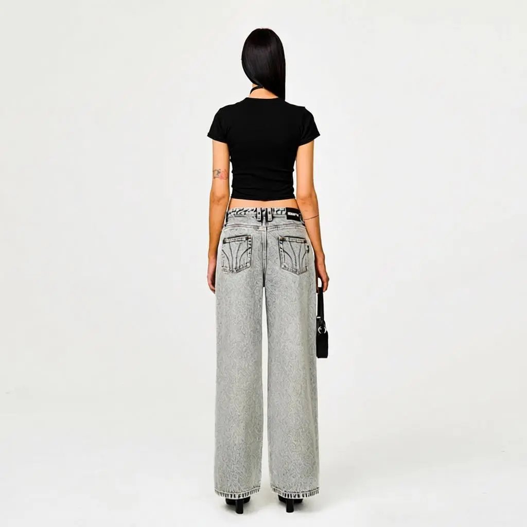 Design EMFK Wide-Leg Distressed Black Jeans - 6