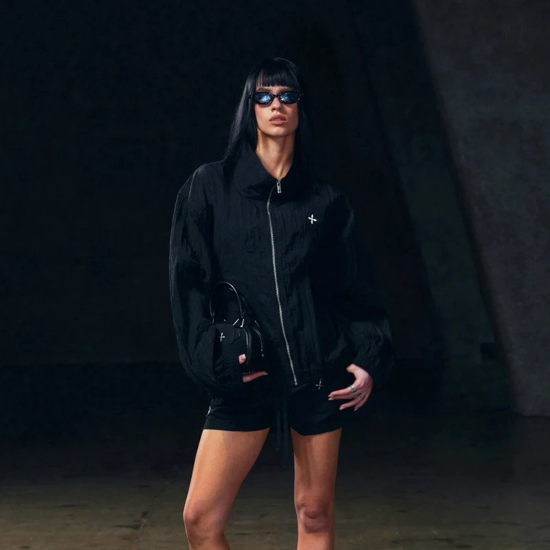 SMF SMFK Crinkle Texture Zip-Up Jacket Black Outerwear - 3