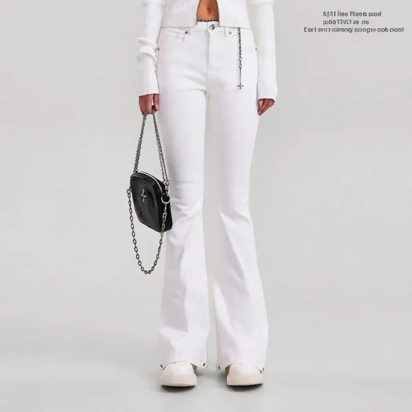Design Flared White Denim Jeans - 3