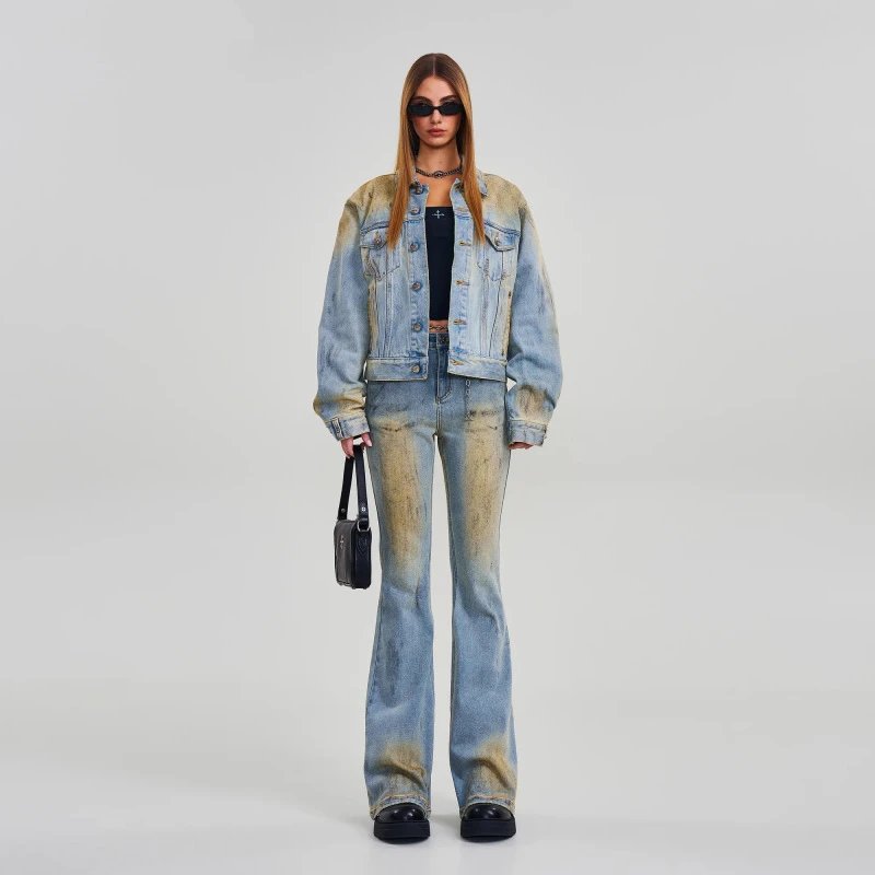SMF Distressed Cropped Denim Jacket Blue - 3