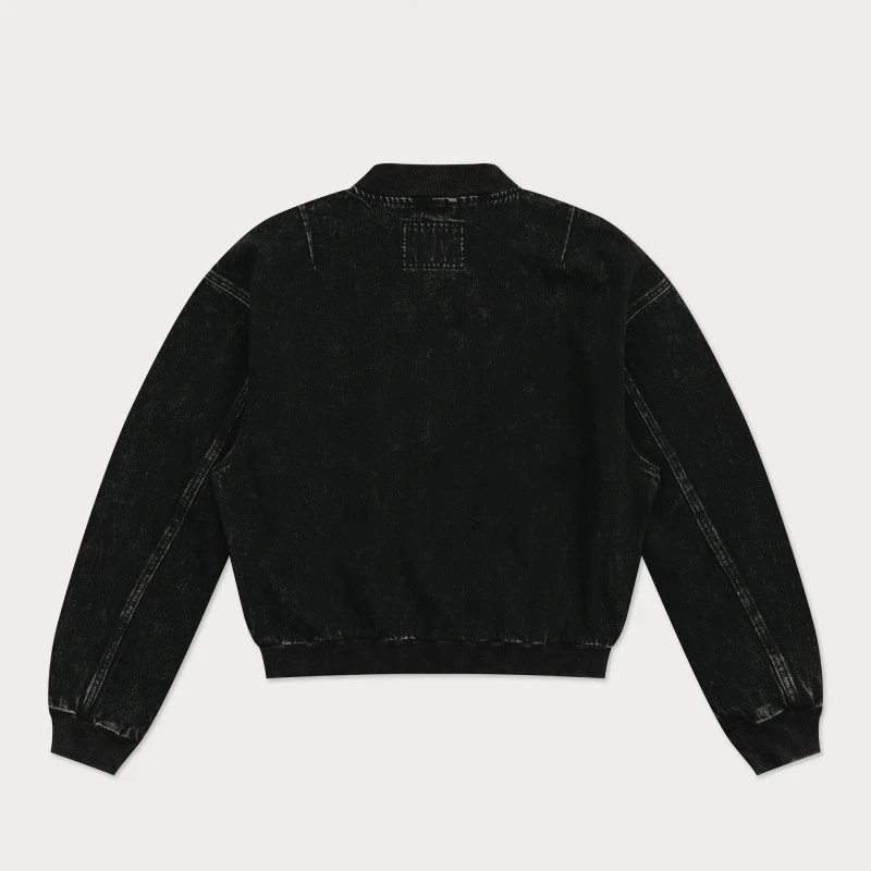Design MFF Denim Bomber Jacket Black Denim Jacket - 7