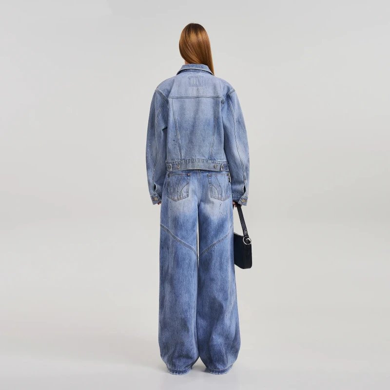 SMF Distressed Cropped Denim Jacket Blue - 13