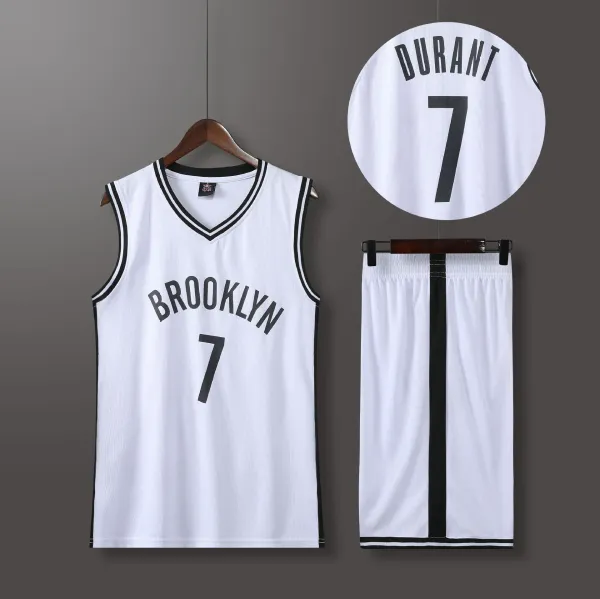 NBA Brooklyn Nets Kevin Durant #7 White Replica Jersey Set - 1
