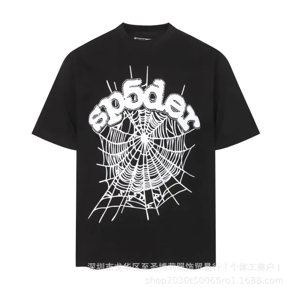 SP5DER Spider Web Graphic T-Shirt Black - 1