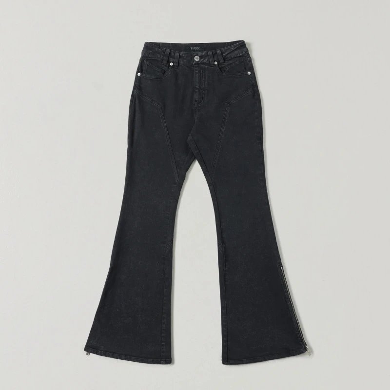 Design Flared Zip-Trim Jeans Light Gray - 6