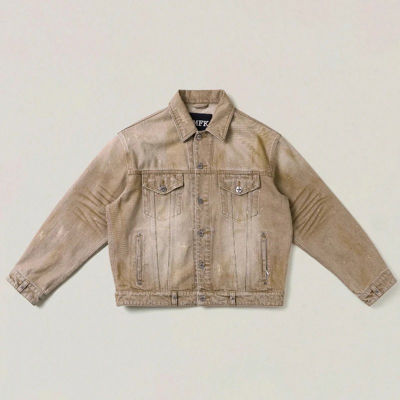 Design Glitter Denim Jacket Beige Outerwear - 13