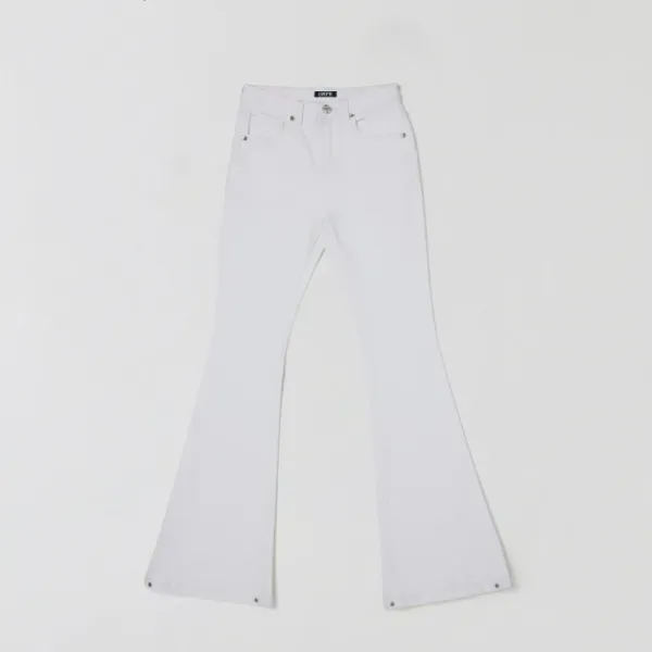 Design Flared White Denim Jeans - 10