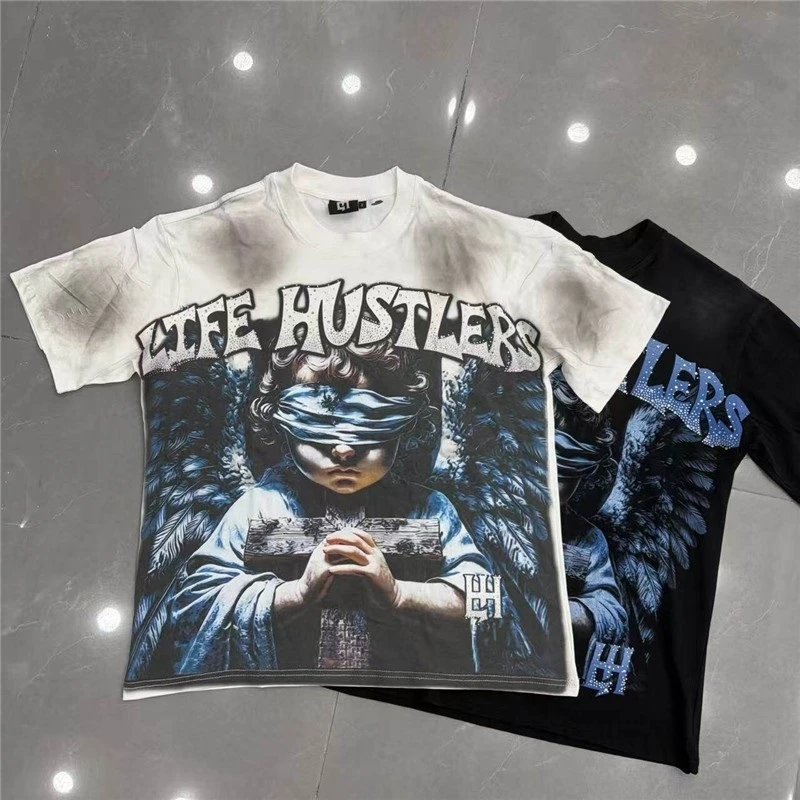 Hellstar Life Hustlers Angel Graphic T-Shirt Black - 2