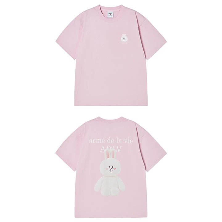 aeae ADLV Acme de la Vie Bunny Graphic T-Shirt Pink Tops.t Shirts