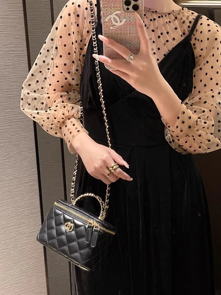 Chanel Mini Coco Handle Black Quilted Leather Chain Handbag - 34
