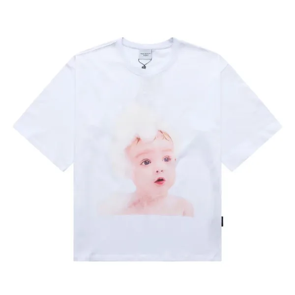 Comme des Garçons Play Baby Bubble Bath Print White T-Shirt - 1