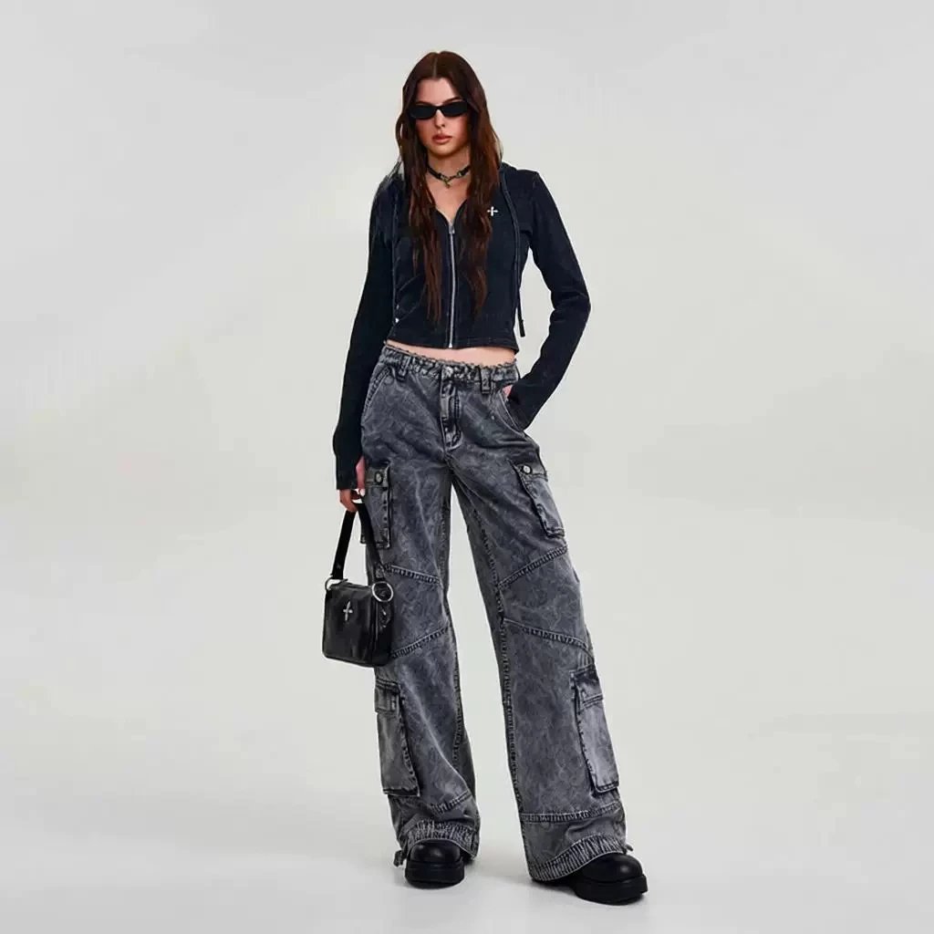 Design Cargo Jeans Acid Wash Gray - 2