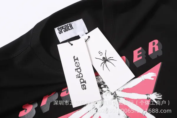 SP5DER Spider Web Graphic T-Shirt Black - 17