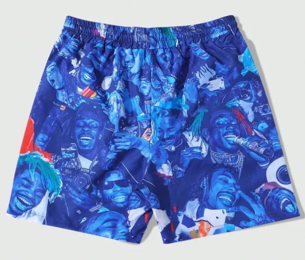 Design Graphic Print Purple Eyes Swim Shorts - 12