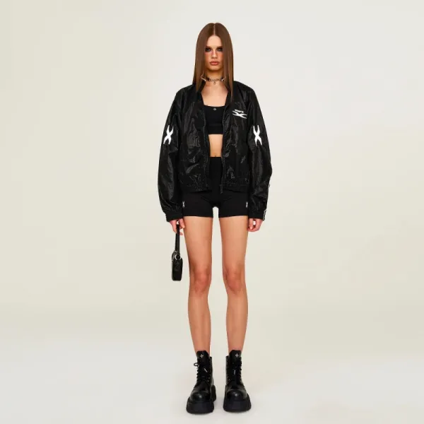 SMF SMFK X Logo Metallic Silver Windbreaker Jacket Outerwear - 4