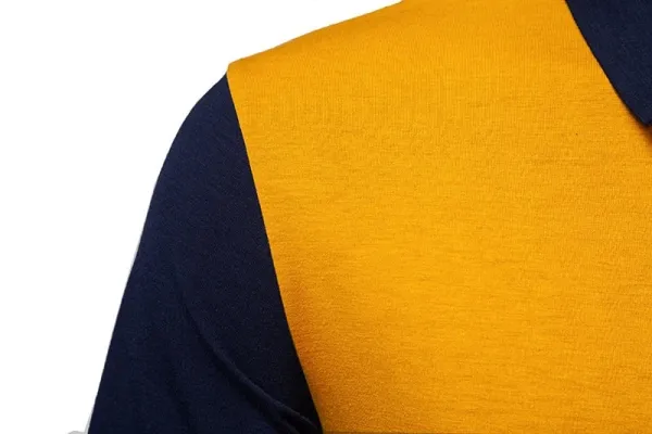Design Color-Block Polo Shirt Navy Orange Light Blue Gray Tops Polo - 7