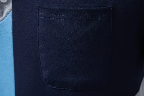 Design Color-Block Polo Shirt Navy Orange Light Blue Gray Tops Polo - 9