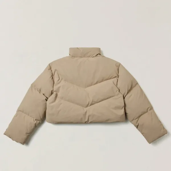 Design Cropped Puffer Jacket Beige Outerwear - 9